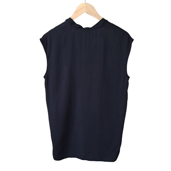 THEORY Relaxed Tie-Neck Sleeveless Silk Wrap Top in Black Size Small - Picture 10 of 11